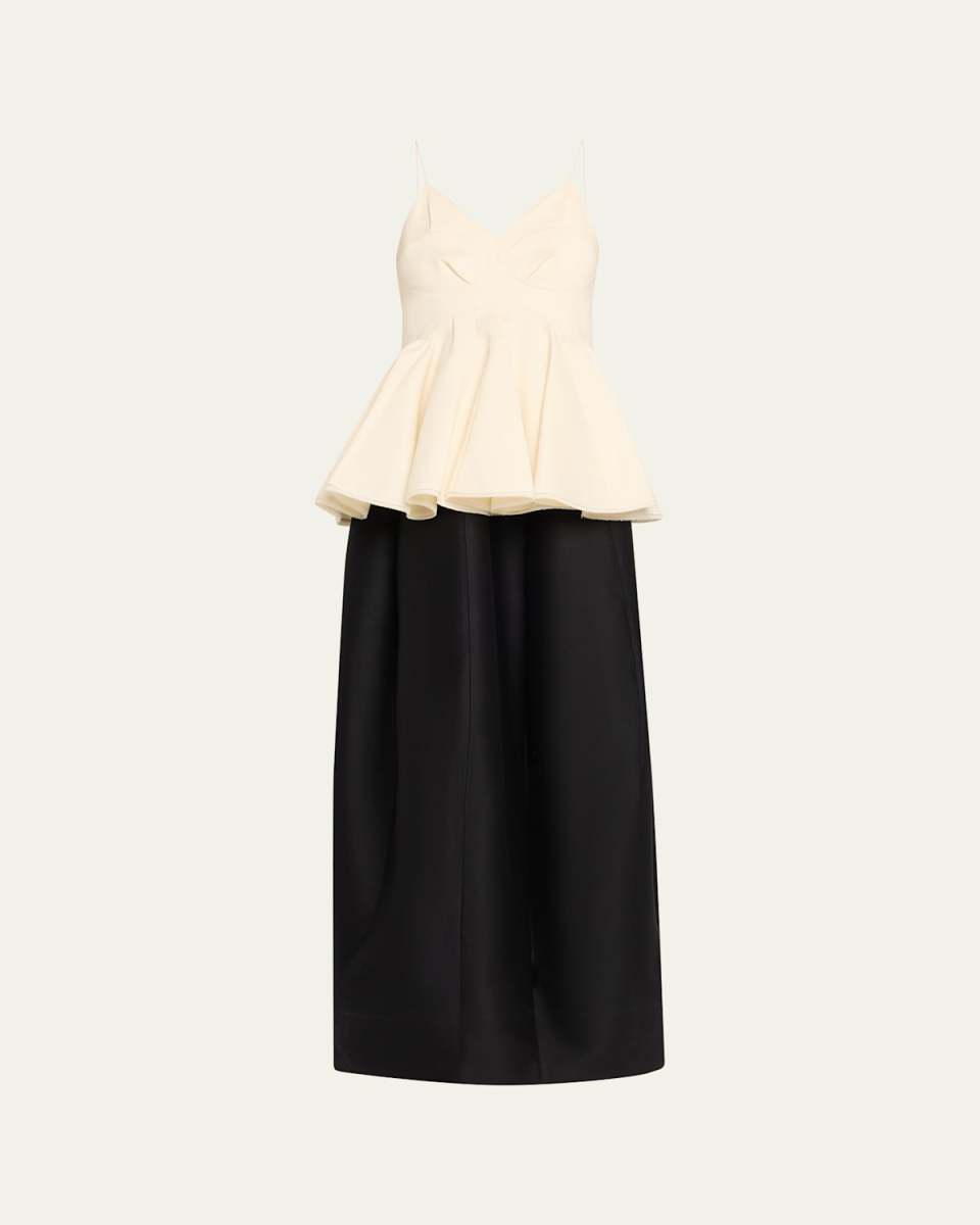 Amell Persimmon Wool-Taffeta Peplum Maxi Dress